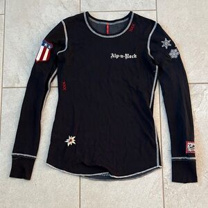 Alp-n-Rock Black Henley Graphic Top